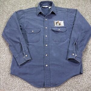 Vintage Black Duck Stamp Button Up Shirt 1990 Embroidery Shampoos Cotton Size M